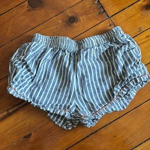 Piglet in bed midnight stripe linen pajama shorts